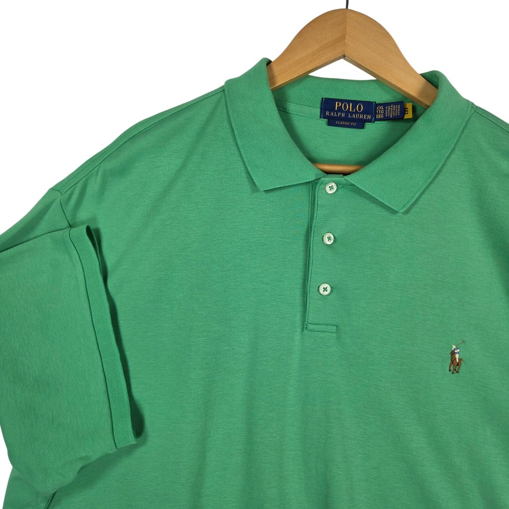 Polo Ralph Lauren Mens XXL Classic Fit Green Short Sleeve Cotton Polo Shirt